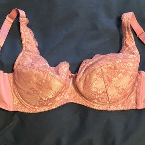 Beautiful rose color lace detail Fredericksburg of Hollywood Bra sz 36DD